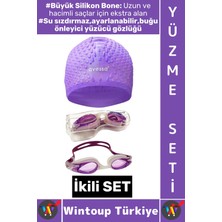 Premini Su Geçirmez Yüzücü Gözlüğü ve Bone Seti, Ayarlanabilir, Büyük Beden