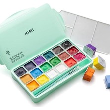 Himi Hımı Jelly Cup Gouache Set 18 Renk x 30 gr Guaj Boya (Green Case)