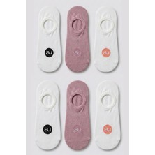 Allunique Penye Pamuk 6'lı Koyu Pembe Asorti Görünmez Sneaker Çorap