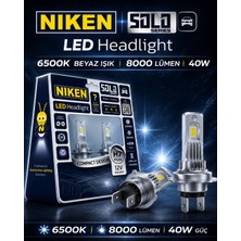Duolight Solo H4 LED Far Ampul 8000 Lümen 6500K Beyaz 40W Ultra Parlak Profesyonel Seri (2 Adet)