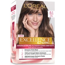 L'Oréal Paris Excellence Creme 6.1 Küllü Açık Kahve Saç Boyası 192 ml 3 Adet