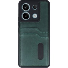 Bezos Redmi Note 13 Pro 5g Kılıf Sara Kartvizitli Deri Kılıf - Koyu Yeşil
