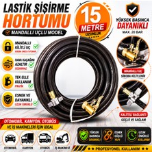 YTO 15 Metre Lastik Şişirme Hortumu Mandallı Uçlu Hava Hortumu Kompresör Hortumu
