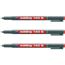 Edding 140S Siyah Asetat Kalemi 3'lü Su Geçirmez Metal Kalem 0.3 mm Çizgi Kalınlığı