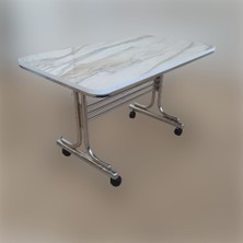 Rehber Mobilya 70 x 110 cm Renkli Suntalam Üst Yüzeyli Metal Ayaklı Tekerlekli Orta Sehpa