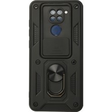 Bezos Redmi Note 9 Kılıf Pars Lens Yüzüklü Silikon - Siyah