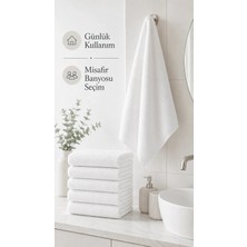 Oyalı Preminyum El-Yüz-Baş Otel Havlusu 6 Adet  Pamuklu Banyo Havlusu Yüksek Kalite  50*90 Cm - Beyaz