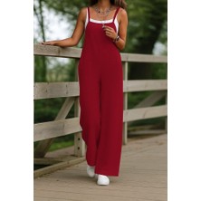 Meride Fashion Askılı Yandan Fermuarlı Geniş Paça Tulum