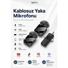 Neffo Çiftli Kablosuz Mikrofon Seti – Şarj Edilebilir Karaoke Mikrofonu, 50 Metre Mesafe