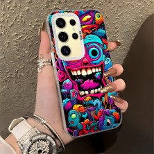 HONTINGA Samsung Galaxy S24 Ultra ile Uyumlu Kılıf Silikon Kenar Sert Arka Kamera Koruyucu Basitlik Anti Düşme Kamera Korumalı Karikatür Desen Couple Telefon Kılıfı Kadın ve Erkek Için Uygundur K1-1476