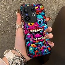 HONTINGA Vivo X200 Fe ile Uyumlu Kılıf Silikon Kenar Sert Arka Kamera Koruyucu Basitlik Anti Düşme Kamera Korumalı Karikatür Desen Couple Telefon Kılıfı Kadın ve Erkek Için Uygundur K1-1476