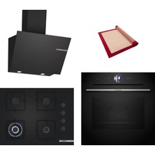 Bosch Black Deluxe 3 Lü Ankastre Set 608 ( HBG7764B1- POH7C6P31O - DWK66PJ60T ) - 4d Hot Air - 3D Fry - 67CM Wok Bek