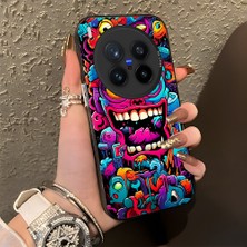 HONTINGA Vivo X300 Pro ile Uyumlu Kılıf Silikon Kenar Sert Arka Kamera Koruyucu Basitlik Anti Düşme Kamera Korumalı Karikatür Desen Couple Telefon Kılıfı Kadın ve Erkek Için Uygundur K1-1476