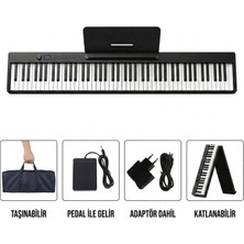 Jwin JDP-8840 Tuş Hassasiyetli Katlanabilir Bluetooth + Şarjlı Piyano - Siyah