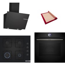 Bosch Black Deluxe 3 Lü Ankastre Set 609 ( HBG7764B1- POP6C6P31O - DWK66PJ60T ) - 4d Hot Air - 3D Fry