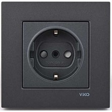 Viko Novella Füme Renkli Çocuk Korumalı Topraklı Elektrik Prizi Çerçeveli Modern Tasarım