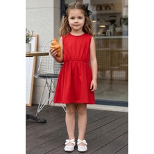 Parla Kids 0022 - Kırmızı Elbise Dantel Toka Takım