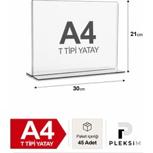 Ulusoypleksi 45 Adet A4 T Tipi Yatay 21X30 cm Şeffaf Pleksi Föylük Resimlik Stand Üstü Sergileme Etiketlik Fiyatlik