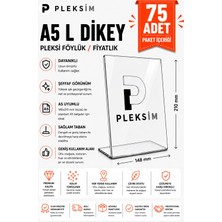 Ulusoypleksi 75 Adet A5 L Tipi Dikey 21X15 cm Şeffaf Pleksi Föylük Resimlik Stand Üstü Sergileme Etiketlik Fiyatlik