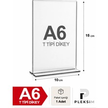 Ulusoypleksi 1 Adet A6 T Tipi Dikey 10,5X15 cm Şeffaf Pleksi Föylük Resimlik Stand Üstü Sergileme Etiketlik Fiyatlik