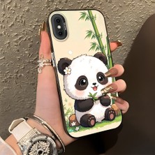HONTINGA iPhone Xs ile Uyumlu Kılıf Silikon Kenar Sert Arka Kamera Koruyucu Basitlik Anti Düşme Kamera Korumalı Panda Desen Couple Telefon Kılıfı Kadın ve Erkek Için Uygundur K1-1478