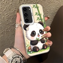 HONTINGA Samsung Galaxy S23 ile Uyumlu Kılıf Silikon Kenar Sert Arka Kamera Koruyucu Basitlik Anti Düşme Kamera Korumalı Panda Desen Couple Telefon Kılıfı Kadın ve Erkek Için Uygundur K1-1478