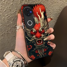 HONTINGA Vivo V50 ile Uyumlu Kılıf Silikon Kenar Sert Arka Kamera Koruyucu Basitlik Anti Düşme Kamera Korumalı Ejderha Desen Couple Telefon Kılıfı Kadın ve Erkek Için Uygundur K1-1479
