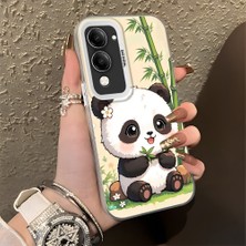 HONTINGA Vivo Y04 ile Uyumlu Kılıf Silikon Kenar Sert Arka Kamera Koruyucu Basitlik Anti Düşme Kamera Korumalı Panda Desen Couple Telefon Kılıfı Kadın ve Erkek Için Uygundur K1-1478