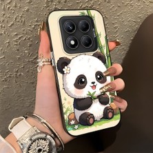 HONTINGA Xiaomi Redmi Note 14 Pro ile Uyumlu Kılıf Silikon Kenar Sert Arka Kamera Koruyucu Basitlik Anti Düşme Kamera Korumalı Panda Desen Couple Telefon Kılıfı Kadın ve Erkek Için Uygundur K1-1478