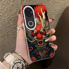 HONTINGA Vivo V50 ile Uyumlu Kılıf Silikon Kenar Sert Arka Kamera Koruyucu Basitlik Anti Düşme Kamera Korumalı Ejderha Desen Couple Telefon Kılıfı Kadın ve Erkek Için Uygundur K1-1479