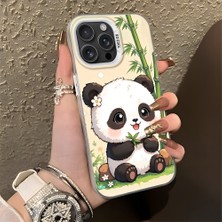 HONTINGA iPhone 16 Pro Max ile Uyumlu Kılıf Silikon Kenar Sert Arka Kamera Koruyucu Basitlik Anti Düşme Kamera Korumalı Panda Desen Couple Telefon Kılıfı Kadın ve Erkek Için Uygundur K1-1478