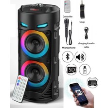 Tastech Karaoke Mikrofonlu Bluetooth Hoparlör Şarjlı Taşınabilir LED Işıklı Speaker 2X8W