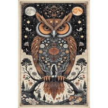 Kilim Home Baykuş Figürlü Mistisizm Temalı Modern Salon Pamuk Taban Halısı - MARS533