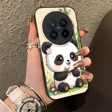 HONTINGA Vivo X200 Pro ile Uyumlu Kılıf Silikon Kenar Sert Arka Kamera Koruyucu Basitlik Anti Düşme Kamera Korumalı Panda Desen Couple Telefon Kılıfı Kadın ve Erkek Için Uygundur K1-1478