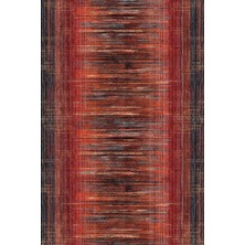 Kilim Home Estetik Çizgili Modern Salon Pamuk Taban Halısı - Kiremit/antrasit MARS523