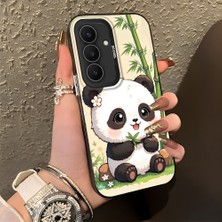 HONTINGA Samsung Galaxy S25 Fe ile Uyumlu Kılıf Silikon Kenar Sert Arka Kamera Koruyucu Basitlik Anti Düşme Kamera Korumalı Panda Desen Couple Telefon Kılıfı Kadın ve Erkek Için Uygundur K1-1478