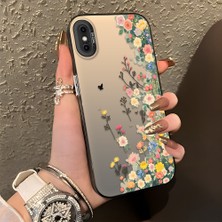 HONTINGA iPhone Xs Max ile Uyumlu Kılıf Silikon Kenar Sert Arka Kamera Koruyucu Basitlik Anti Düşme Kamera Korumalı Çiçekli Desen Couple Telefon Kılıfı Kadın ve Erkek Için Uygundur K1-1483