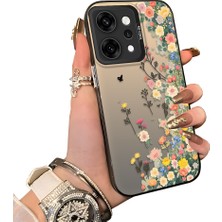 HONTINGA Oppo Reno 14 Pro 5g ile Uyumlu Kılıf Silikon Kenar Sert Arka Kamera Koruyucu Basitlik Anti Düşme Kamera Korumalı Çiçekli Desen Couple Telefon Kılıfı Kadın ve Erkek Için Uygundur K1-1483