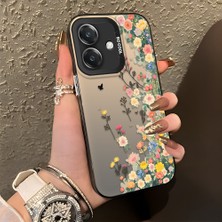 HONTINGA Oppo A3 5g ile Uyumlu Kılıf Silikon Kenar Sert Arka Kamera Koruyucu Basitlik Anti Düşme Kamera Korumalı Çiçekli Desen Couple Telefon Kılıfı Kadın ve Erkek Için Uygundur K1-1483