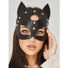 Die Grup Sınırsızmarket Siyah Fantezi Deri Maske Kedi Maske