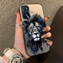 HONTINGA Oppo A54 4g ile Uyumlu Kılıf Silikon Kenar Sert Arka Kamera Koruyucu Basitlik Anti Düşme Kamera Korumalı Aslan Desen Couple Telefon Kılıfı Kadın ve Erkek Için Uygundur K1-1484