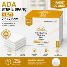 Ada Steril Gaz Kompres 4 Kat 7,5 7,5cm 100'LÜ (1 Paket)