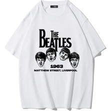 Brz Collection Unisex Oversize The Beatles T-Shirt Beyaz