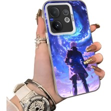 HONTINGA Vivo V60 5g ile Uyumlu Kılıf Silikon Kenar Sert Arka Kamera Koruyucu Basitlik Anti Düşme Kamera Korumalı Çizgi Film Desen Couple Telefon Kılıfı Kadın ve Erkek Için Uygundur K1-1481
