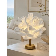 Maison Avf Beyaz Atelier Tasarım Kablosuz Pilli Masa Lambası - Alt Eskitme Gold