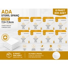 Ada Steril Gaz Kompres 4 Kat 7,5 7,5cm 100'LÜ (8 Paket)