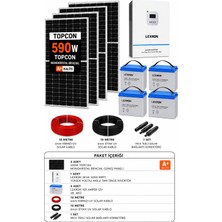 4X590W Güneş Paneli + Lexron 3kva 3000W Mppt + 4X105AH Jel Akü Solar Enerji Paketi