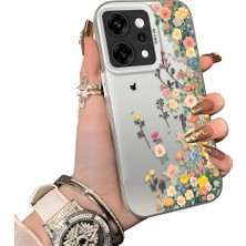 HONTINGA Oppo Reno 14 Pro 5g ile Uyumlu Kılıf Silikon Kenar Sert Arka Kamera Koruyucu Basitlik Anti Düşme Kamera Korumalı Çiçekli Desen Couple Telefon Kılıfı Kadın ve Erkek Için Uygundur K1-1483