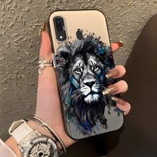 HONTINGA Samsung Galaxy A20 ile Uyumlu Kılıf Silikon Kenar Sert Arka Kamera Koruyucu Basitlik Anti Düşme Kamera Korumalı Aslan Desen Couple Telefon Kılıfı Kadın ve Erkek Için Uygundur K1-1484