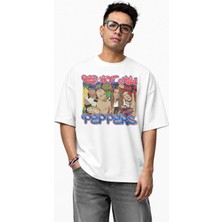 Unisex Red Hot Chili Peppers Yazılı Tişört, Oversize Rock Band Baskılı Bisiklet Yaka T-Shirt